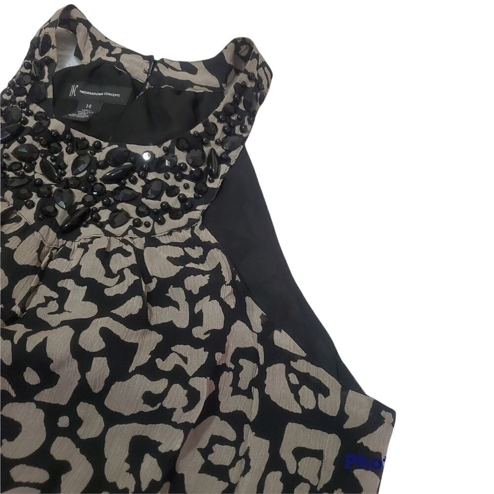 INC International Concepts Sleeveless Ruffled Abstract Print Party‎ Silk Dress14 - Picture 14 of 14
